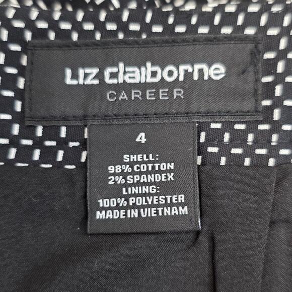 Liz Claiborne Career Black White Square Dashes A-Line Lined Pencil Skirt Size 4 - Picture 7 of 8
